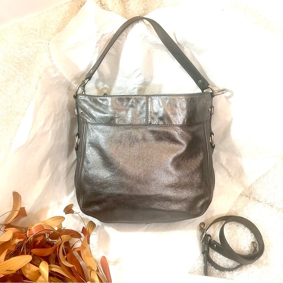 Coach 100% genuine leather silver convertible Large shoulder Bag crossbody hobo - Picture 13 of 13